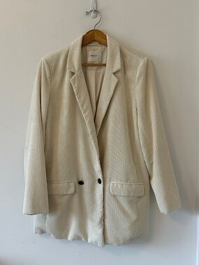 MSCH Copenhagen Cream Corduroy Oversized Blazer Jacket | Size Medium